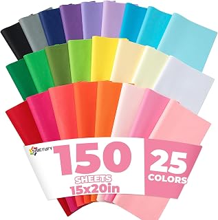 Simetufy 150 Sheets Tissue Paper, 15 x 20 Inch 25 Rainbow Colors | Tissue Paper Bulk for Gift Bags Crafts Wrapping Mother's Day Christmas Birthday Wedding Decor