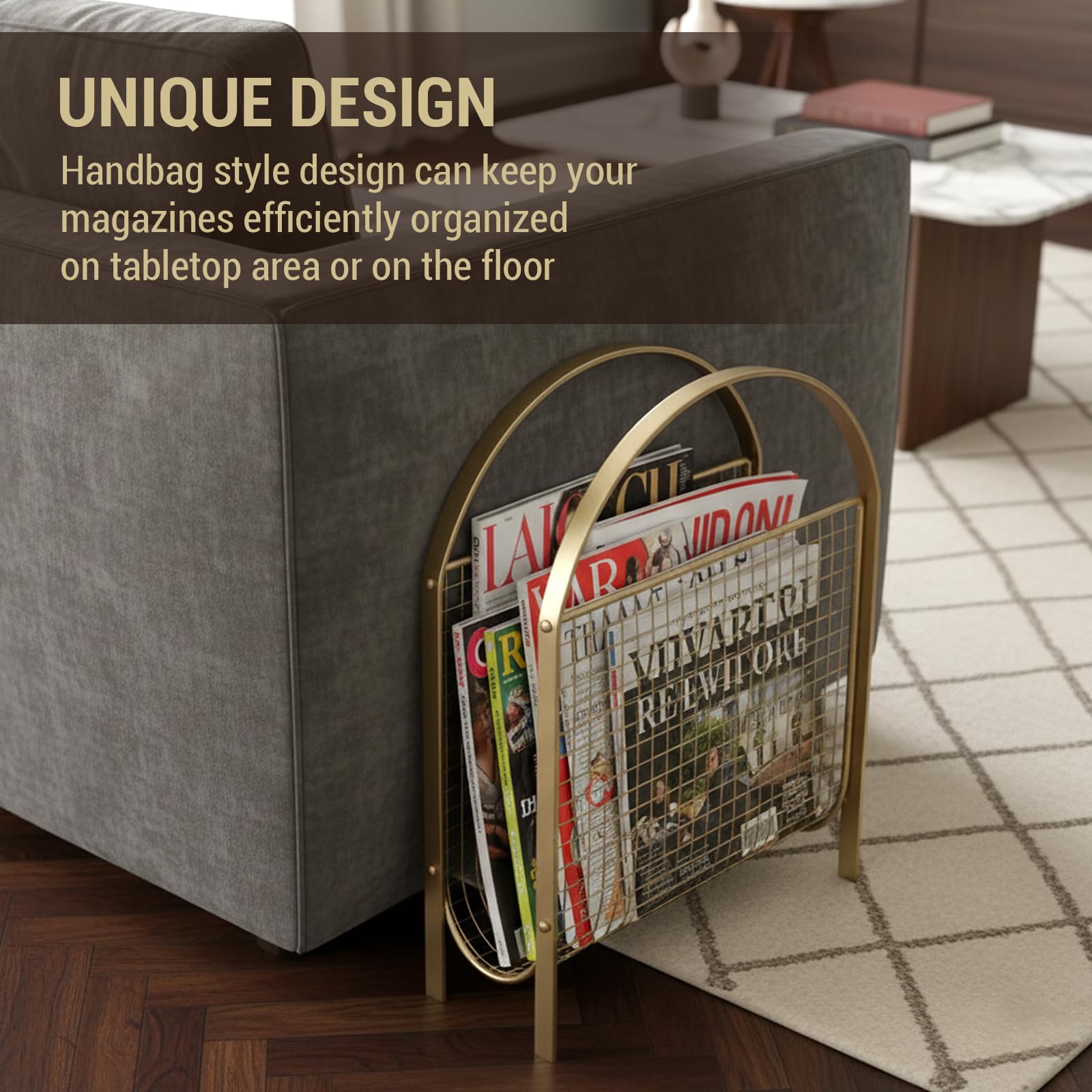 Amazon.com: MyGift Mid Century Brass Tone Metal Mesh Magazine Rack