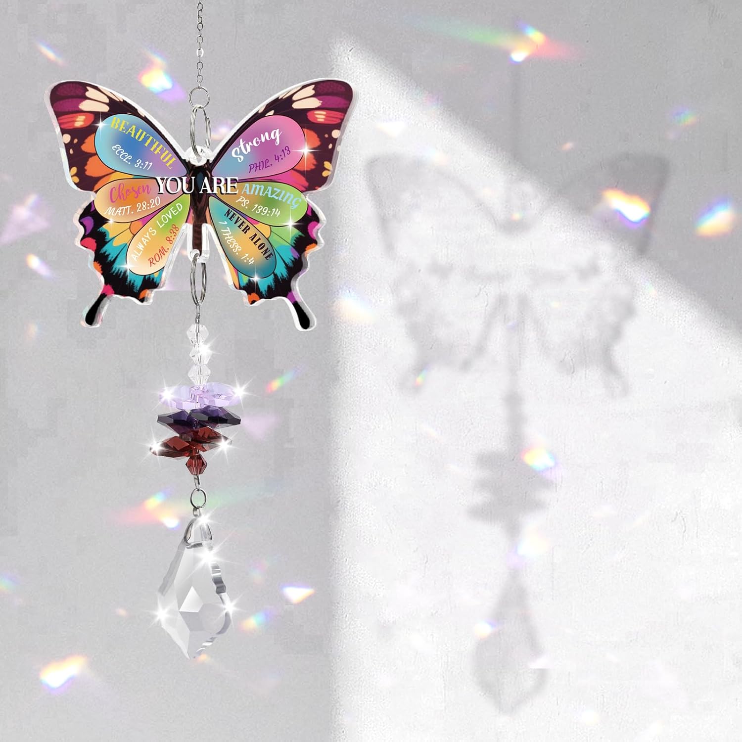 Christian Gifts for Women Crystal Suncatcher, Religious Gifts Hanging Butterfly Crystal Suncatcher for Window,Inspirational Gift Rainbow Maker Ornament - Image 5
