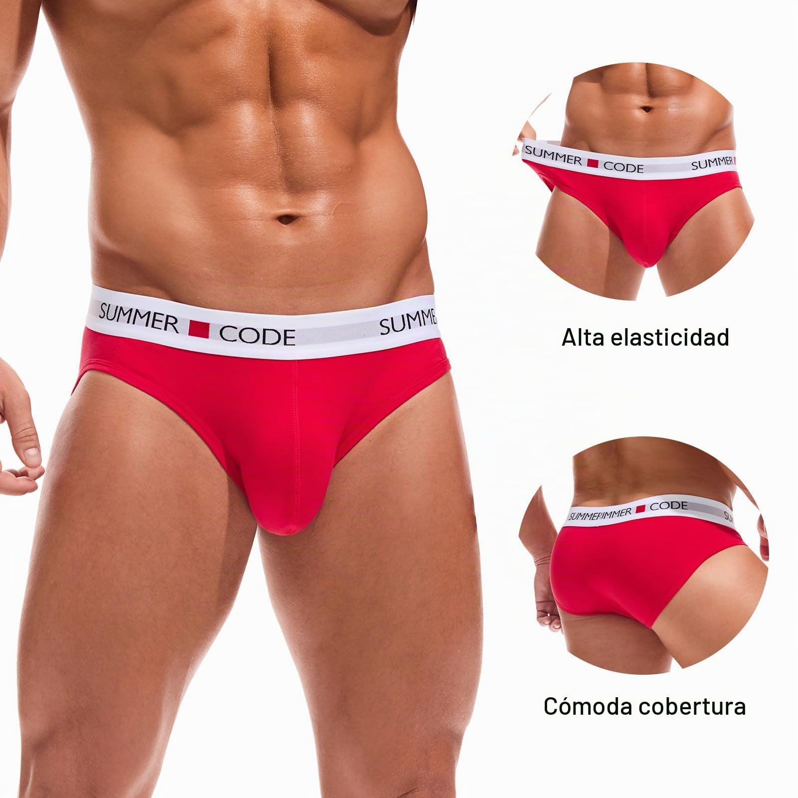 Summer Code Slip Calzoncillos Hombre Algodón Talle Bajo Cómodo Transpirable | Slip Ropa Interior Diseño ergonómico, Confort durante todo el día, para viaje y estilo informal oficina