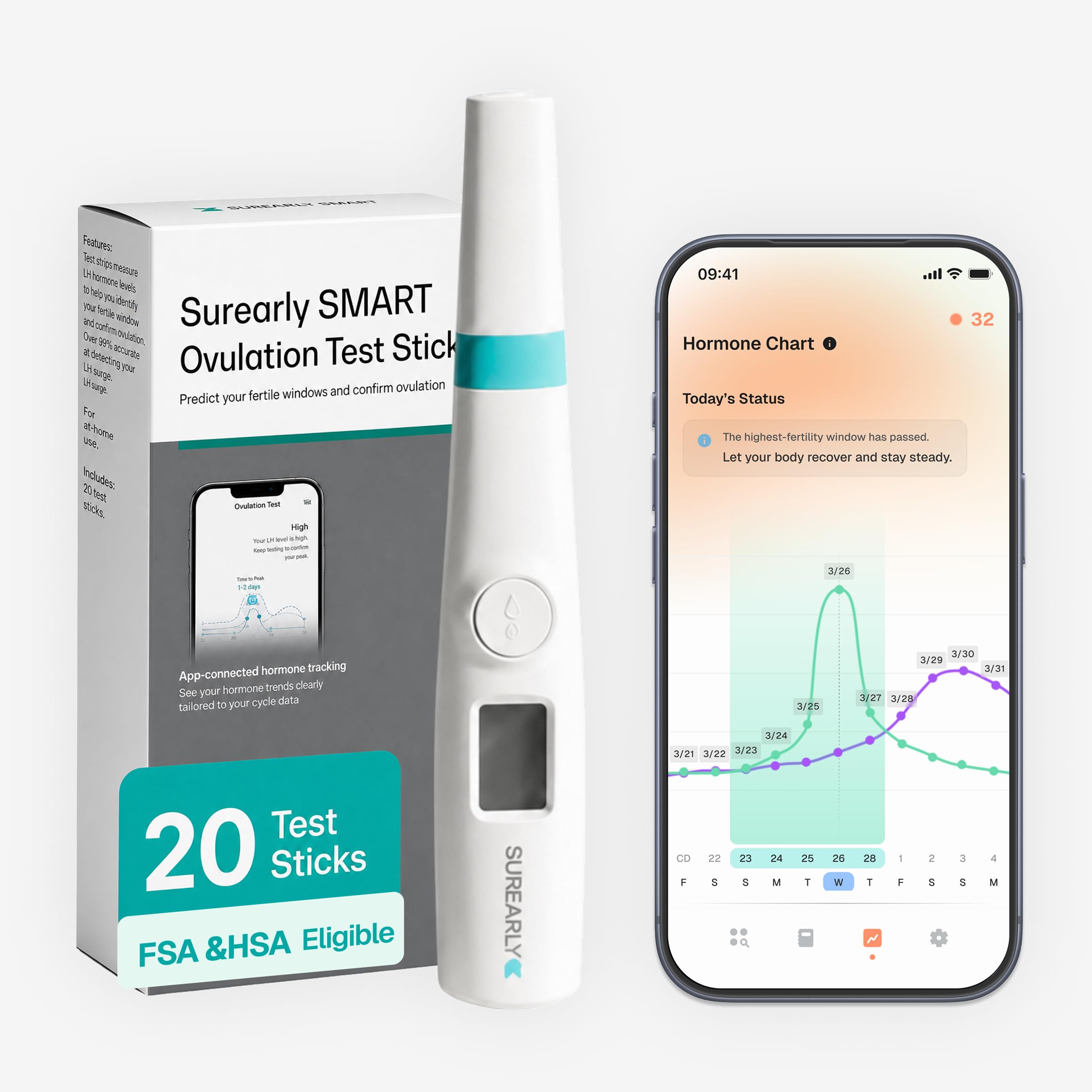 Digital Fertility Monitor, LH + PdG Ovulation Tracker with App