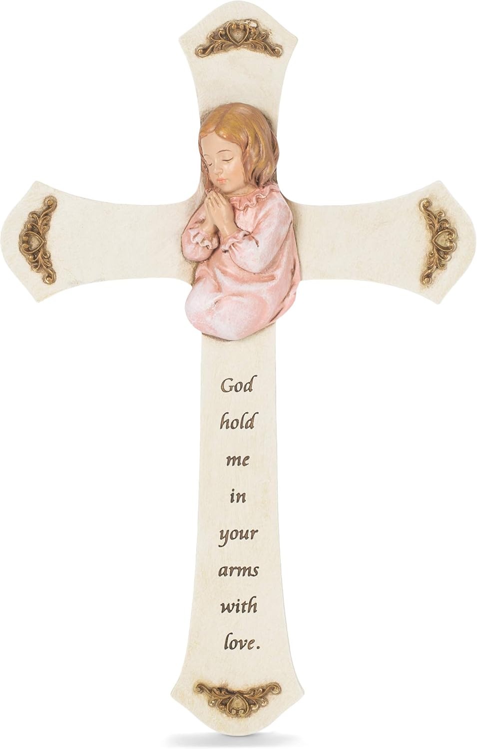 Joseph's Studio by Roman, Baby Baptism Collection, 8.25"H PRAYING GIRL CROSS, Home Décor, Devout Gift, Prayerful Inspiration (8x5x8)