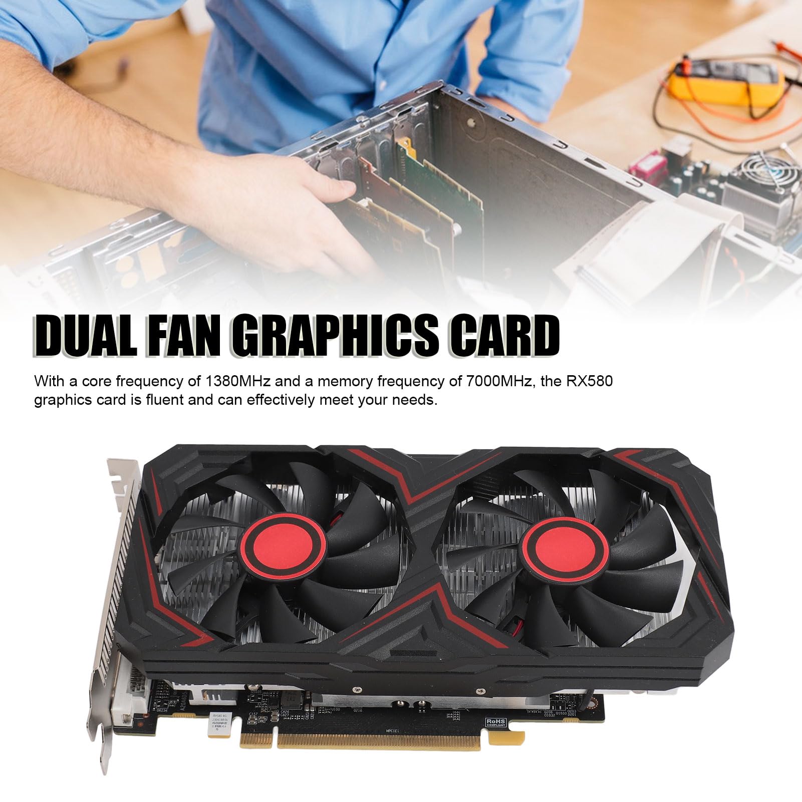 Amazon | RX580 8GBグラフィックカード、GDDR5 256ビットGPU、PCIE 2.0