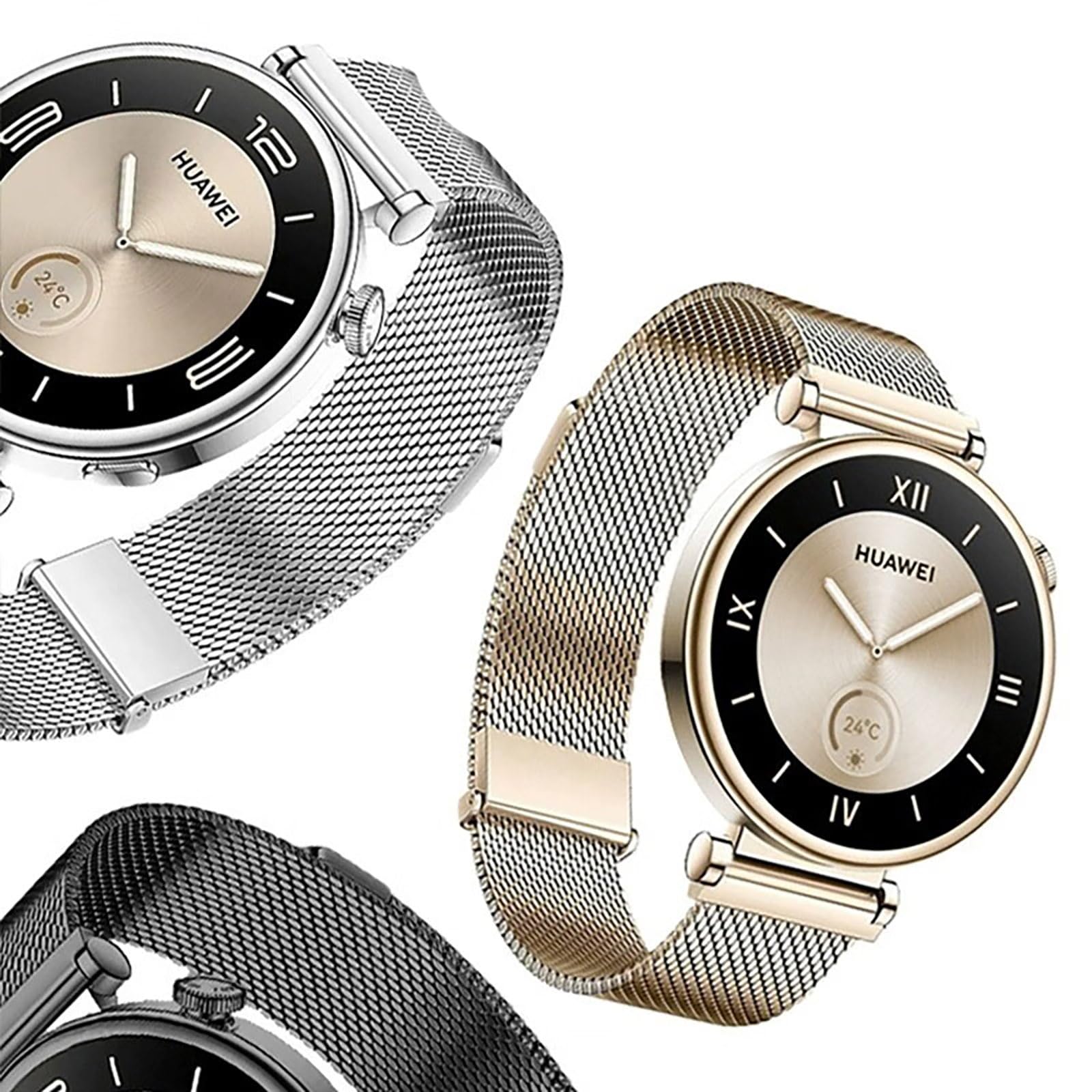 GIOPUEY Edelstahl-Armband Für Huawei Band 10/9/8 - Rostfrei & Stilvoll | Ersatzarmband In Gold