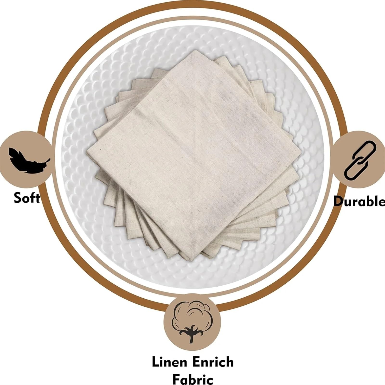 Servilletas de Tela Lavables Reutilizables Juego de 6 servilletas Tela Lino y algodón for la Cena, Natural con Esquinas en inglete, for Bodas, for para Cena Boda Fiesta Diario hogar(White 45x45cm)