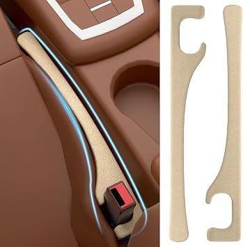 JAGASOL Car Seat Gap Filler, Universal Fits Car SUV Truck PU Leather Crevice Blocker, Between Seat and Center Console, Stops Cellphone Wallet Keys Coins from Dropping, 2 Pack Beige