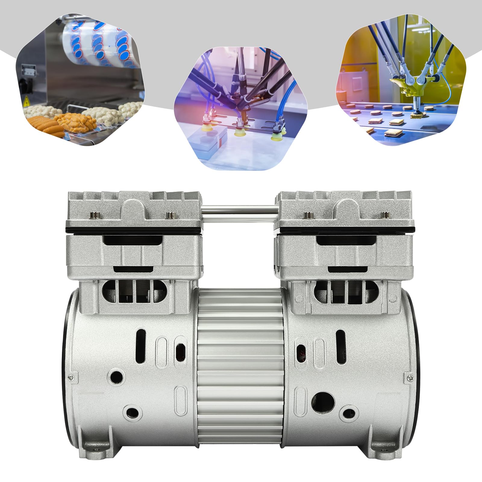 Bomba de vacío sin aceite, compresor de aire, 800 W, silencioso, estable, ecológico, motor de cobre, ideal para laboratorio, medicina, procesamiento de alimentos