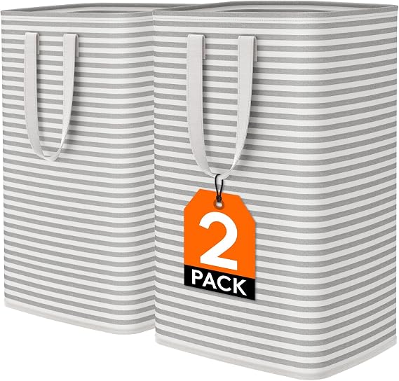 Lifewit Lot de 2 Paniers à Linge Rectangulaires Pliables et Autoportants - 2 x 80 L