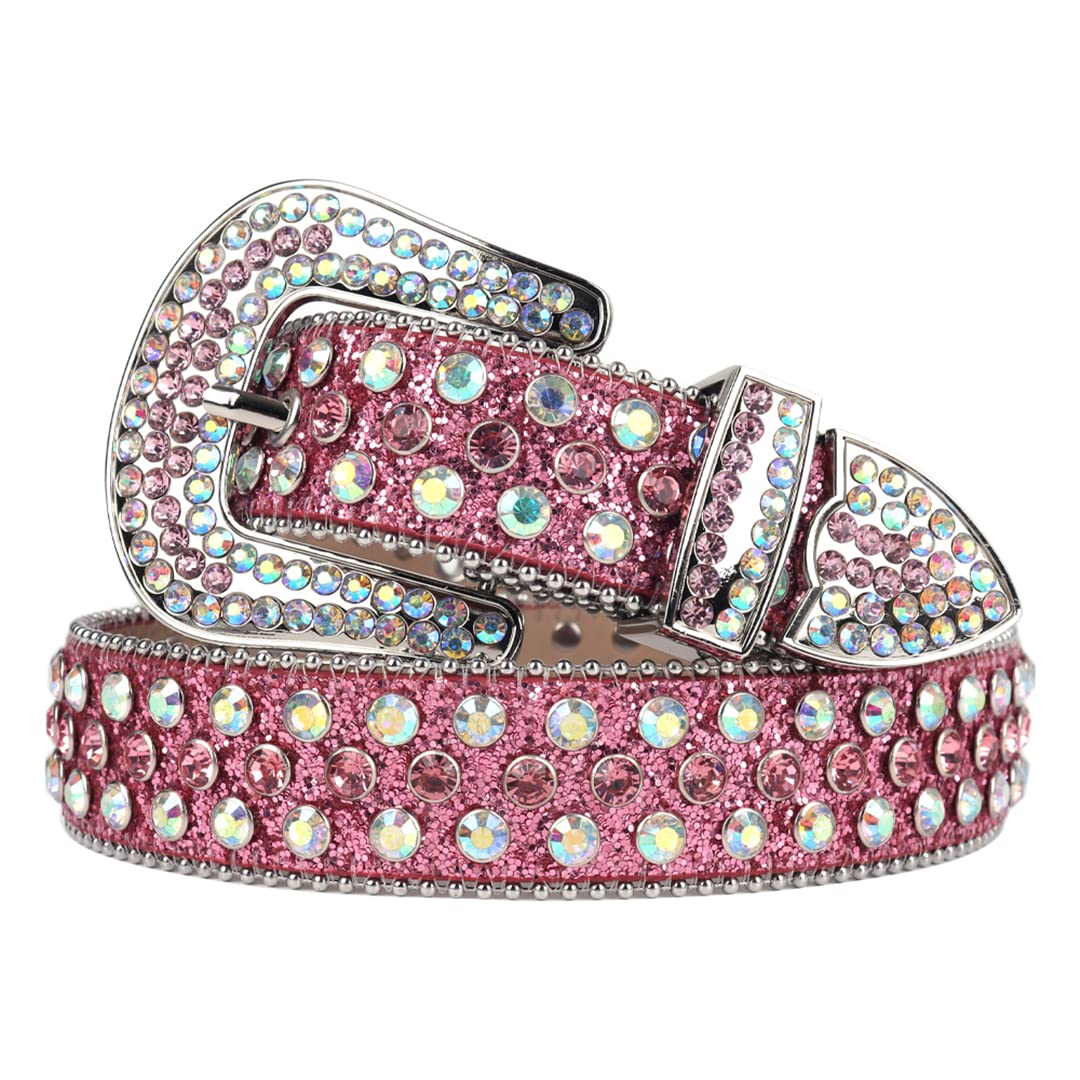 Różowy kryształ górski pasek damski męski jakość kryształ ćwiekowany pasek mężczyzna kobiety Ceinture Femme Cinto De strass do dżinsów deeratywna róża czerwony 116 cm