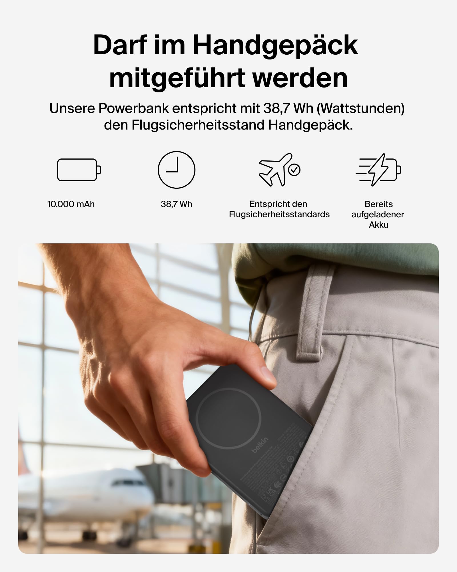 Belkin BoostCharge 10000mAh Magnetische Power Bank, 2 USB-C-Ports – Schwarz