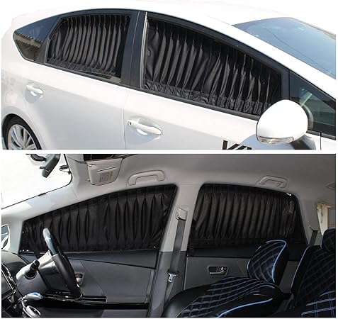 Amazon プリウスa フロント カーテン 遮光 日よけ 車中泊 ブラック カーテン 車 バイク