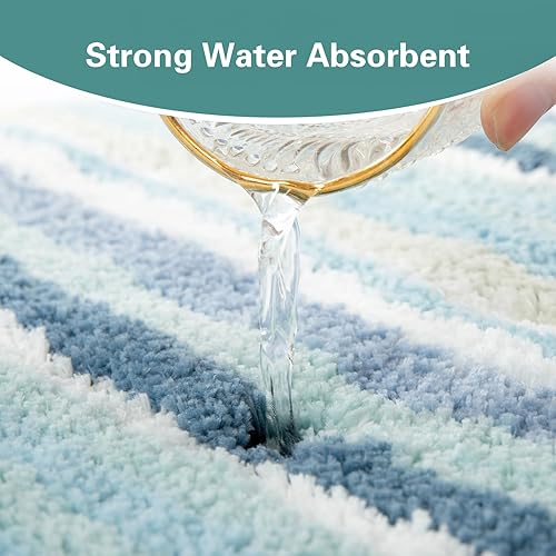 Miniatura 5 de Carvapet Tapete de baño de 24 x 47 pulgadas, suave, absorbente, esponjoso, tapete de baño de microfibra antideslizante, lanudo para lavabo, bañera y