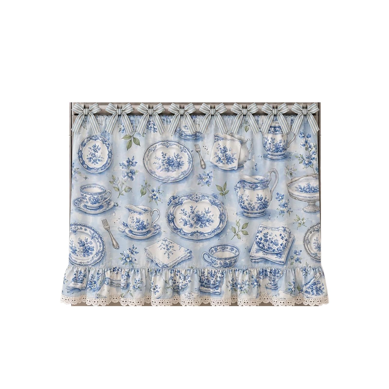 Tsophreniq Oven Skirt Curtain with Rural Styles Pattern and Machine Washable Fabric Kitchen Appliances Dustproof Cover Decorative Cover