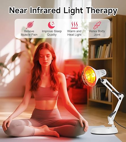 Miniatura 7 de Serfory Infrared Lamp, 150W Near Infrared Light Therapy with Stand Sturdy, Adjustable Red Light Heat Lamp Intensity & Angle, Red Light Therapy Bulb