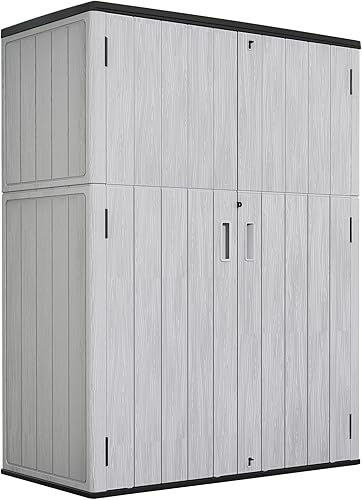 Miniatura 13 de ZZM Cobertizo de almacenamiento al aire libre de 37 pies cúbicos con piso de resina HDPE de doble pared, cobertizos de almacenamiento al aire libre,