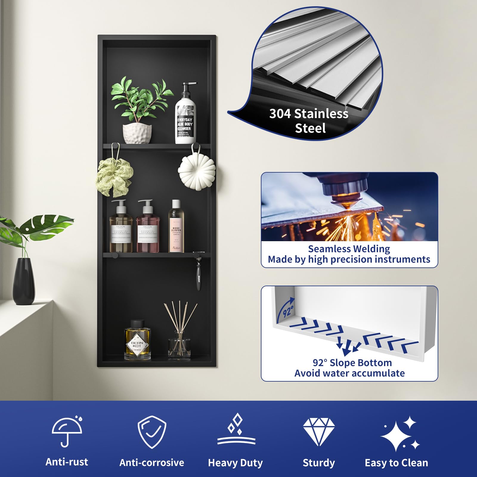Stainless Steel Shower Niche Shower Storage Rack Stainless Steel Wall - View #5