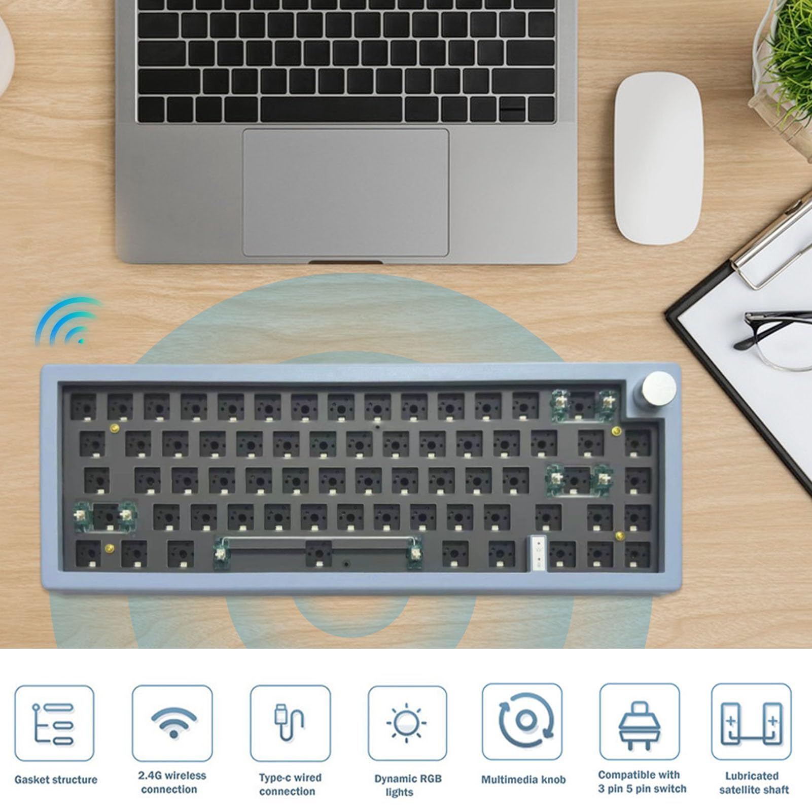 Tastiera cablata per, tastiera retroilluminata RGB, meccanica | cablata, layout compatto a 67 tasti con del volume, LED per ufficio, stanza, uso Internet Cafe