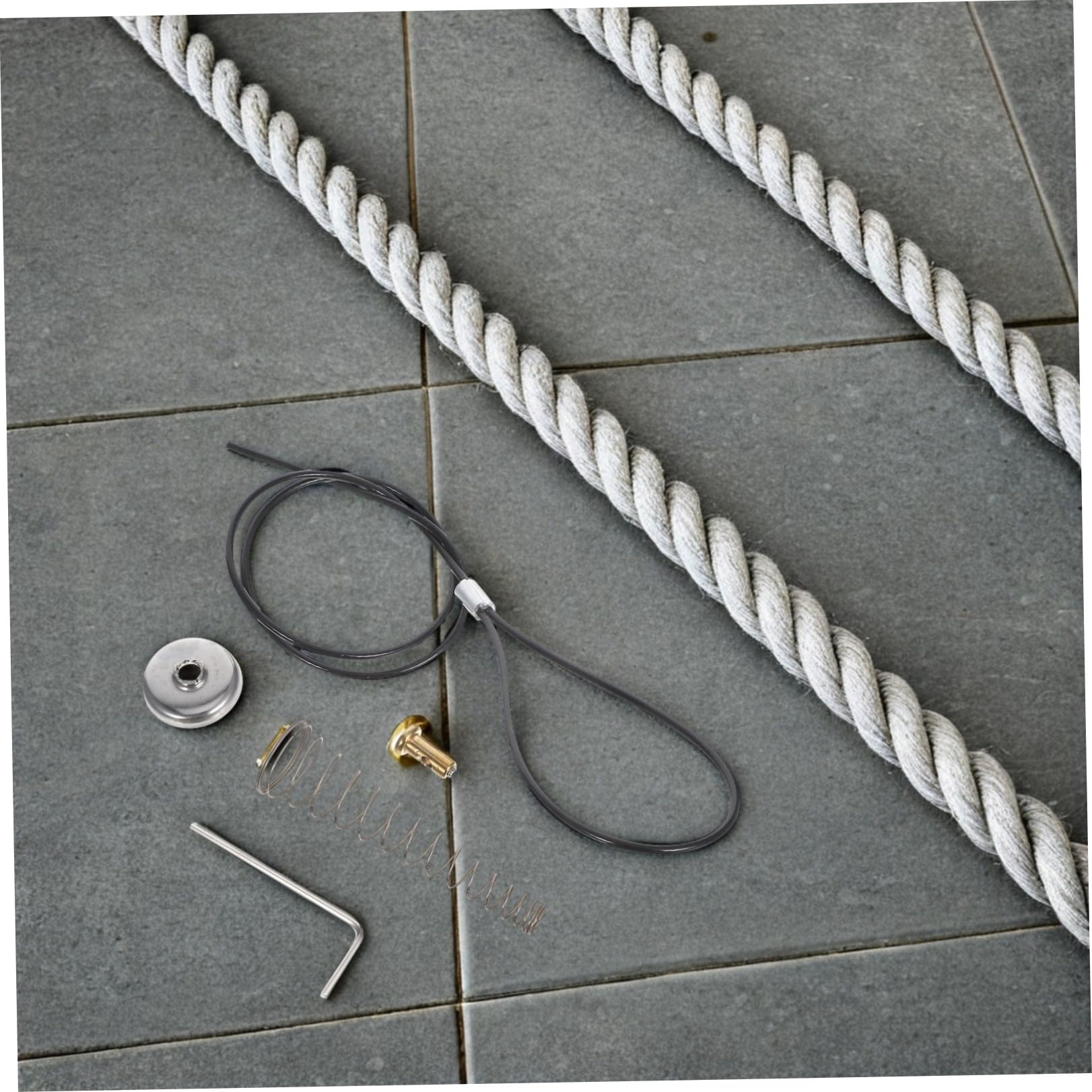 2 Juegos de Pestillo de Puerta Resorte y Cable para Puertas y Vallas de Metal, Cierre Seguro Pestillo Ajustable para Apertura y Cierre Fácil