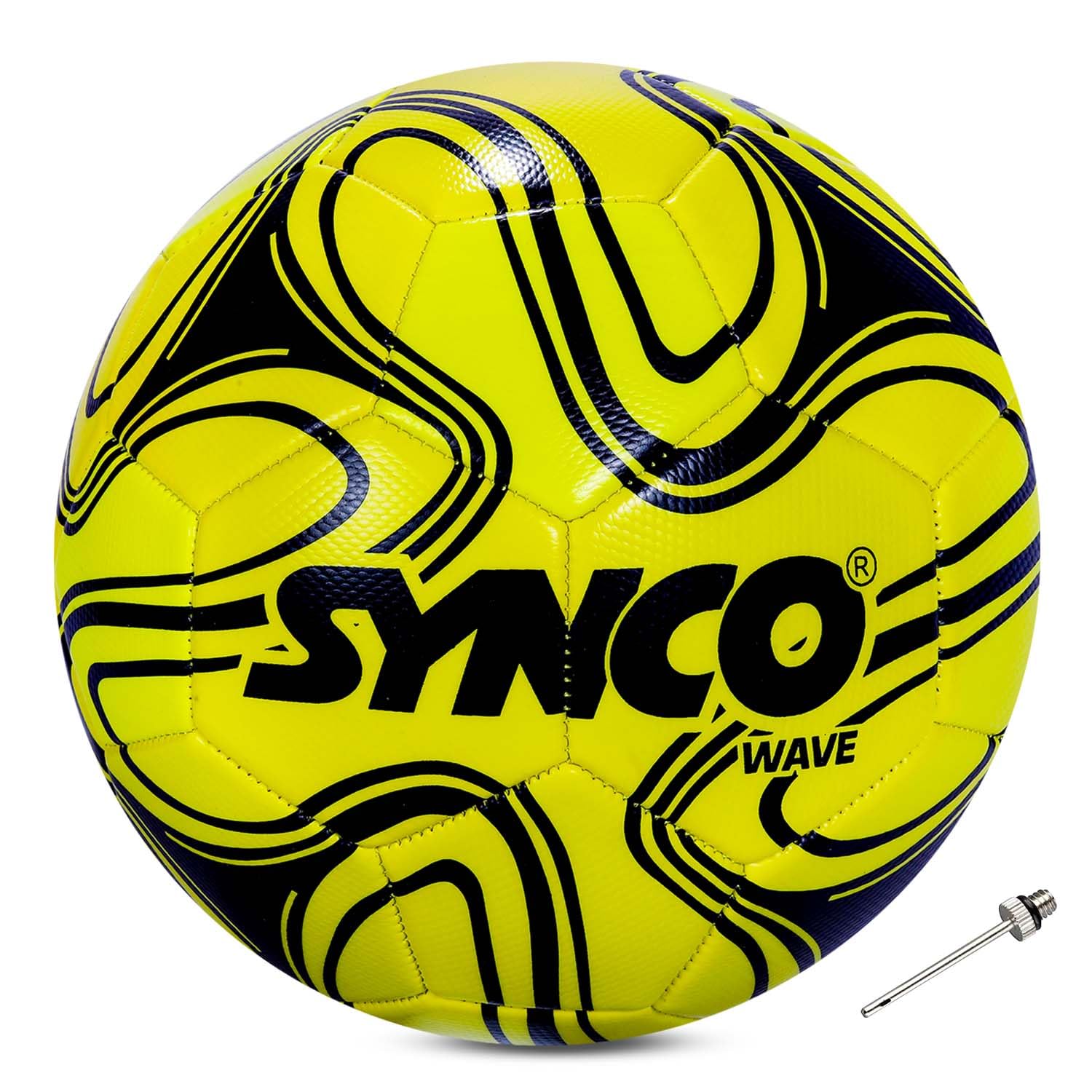 Synco Football Ball | PVC Machine Stitched | 32 Panel | Suitable for Soft and Grass Grounds | Football for Training & Practice Sessions, Soccer Ball (Wave, Size- 5)-image-33