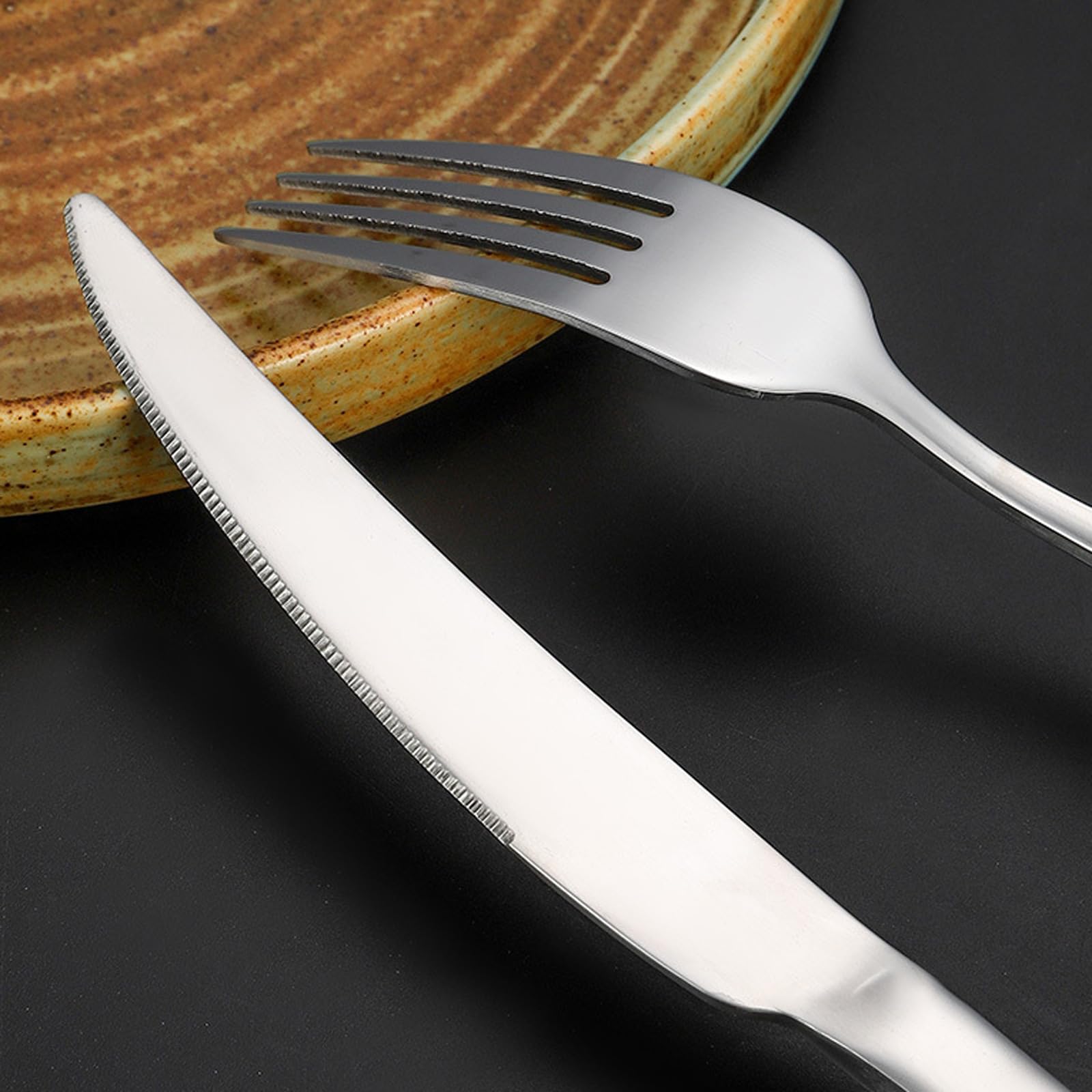 Genérico Juego De Cubiertos De Acero Inoxidable Martillado, Juego De Cubiertos De 48 Piezas, Cubiertos Pulidos A Espejo, Cubiertos para 12 Personas, Cubiertos para Banquetes De Negocios (Black 72pcs)