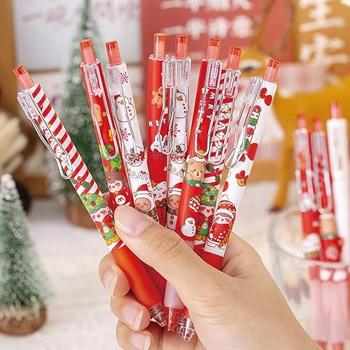Miniatura 5 de MOZXIRZ 6 bolígrafos de tinta de gel, bonitos bolígrafos de Navidad de 0.020 in, bolígrafos retráctiles de tinta negra, bolígrafos de oficina y