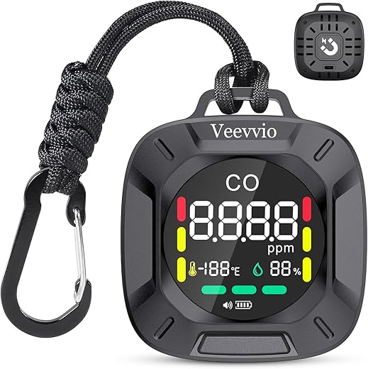 Portable Carbon Monoxide Detector for Travel, 3-in-1 Rechargeable CO Detector with Magnetic Suction, Custom Alarm Threshol