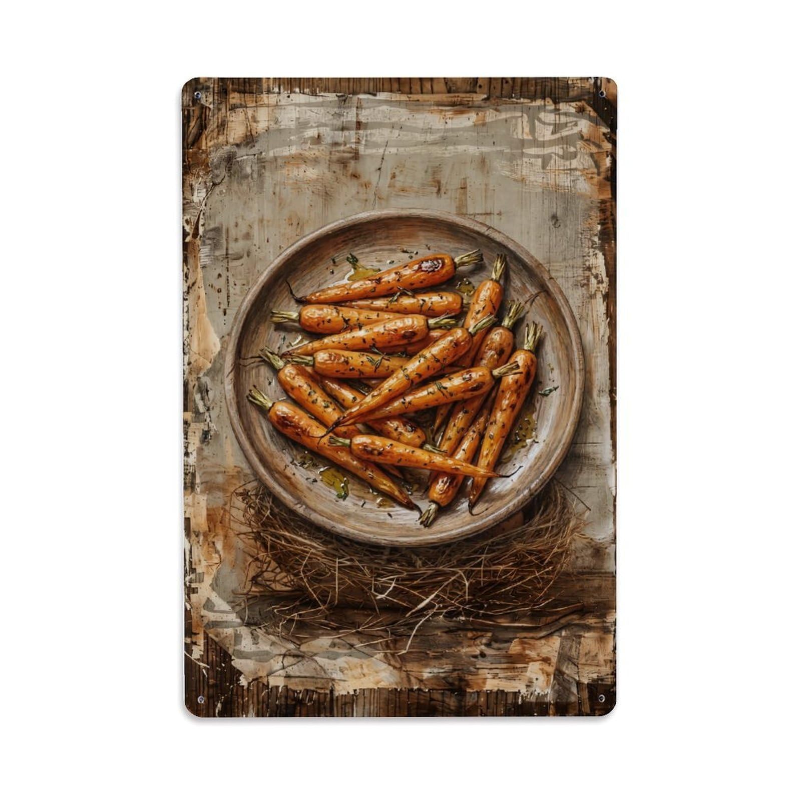 Fqnyr Style Country Dining Table Carrot Dish Countryside Home Metal Tin Sign Plaque Wall Decor For Cafe, Club Bar, Office, Home Garden Metal Poster 8X12inch