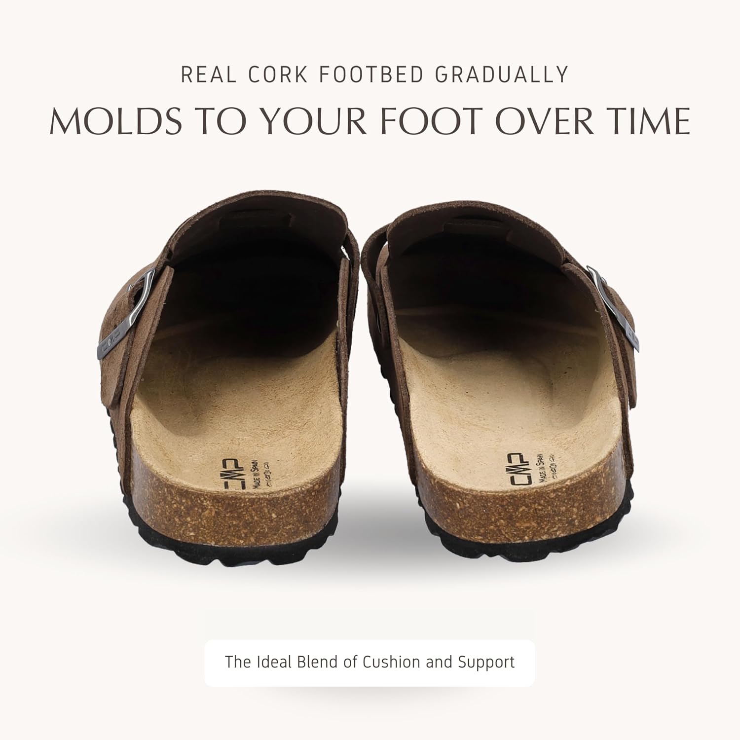 CMP NAVARRO Men’s Suede Slippers – Premium Italian-Style Indoor/Outdoor Slip-On House Shoes – Anatomic Cork Footbed, Arch Support & EVA Sole – Made in Europe - Image 6