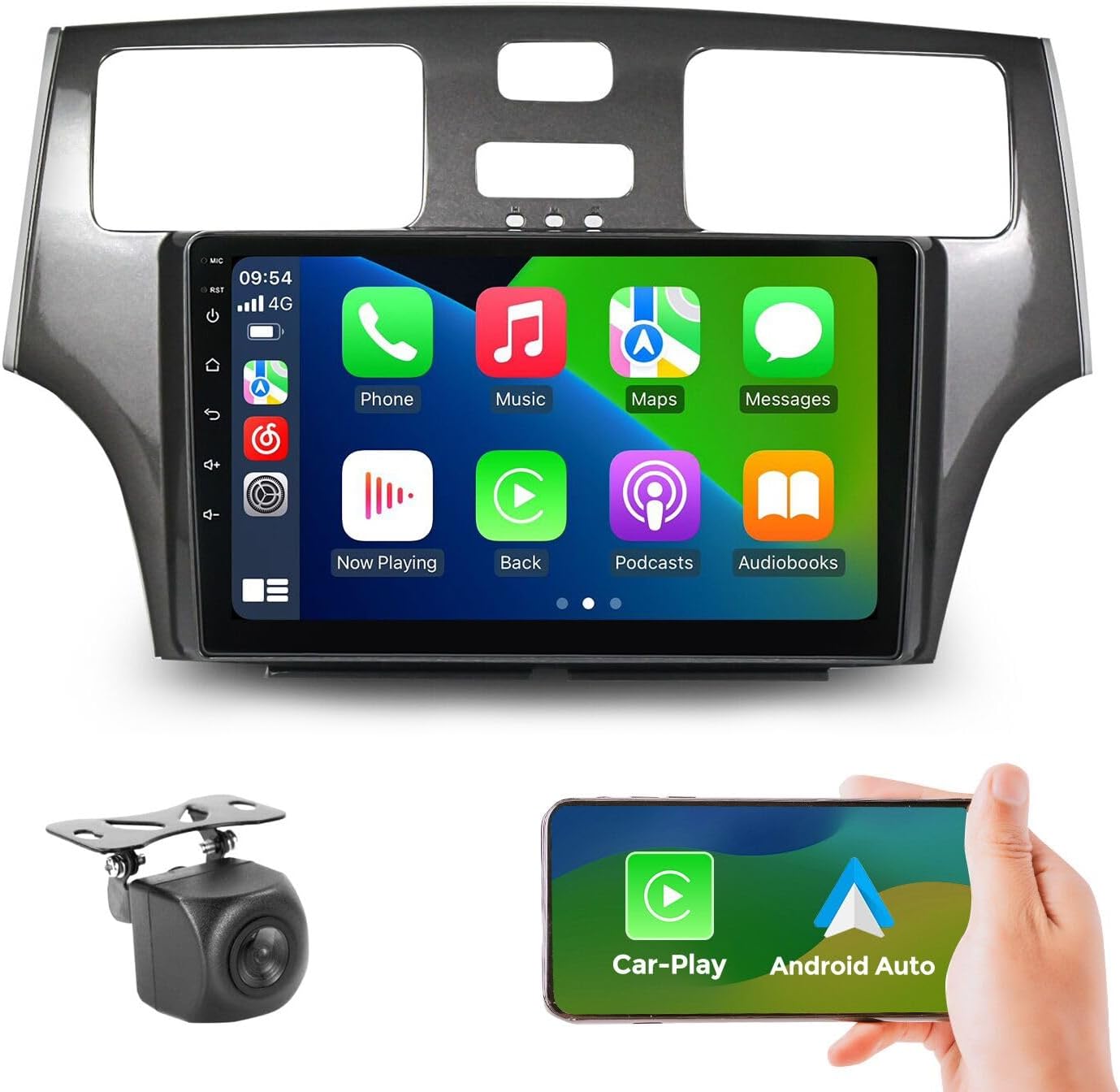 Android 14 4+64GB Double Din Car Radio Stereo for Lexus ES250 ES300 ES330 2001 2002 2003 2004 2005 2006 GPS Navigation, 8Core 9" IPS Touch Screen Multimedia with Carplay&Android Auto