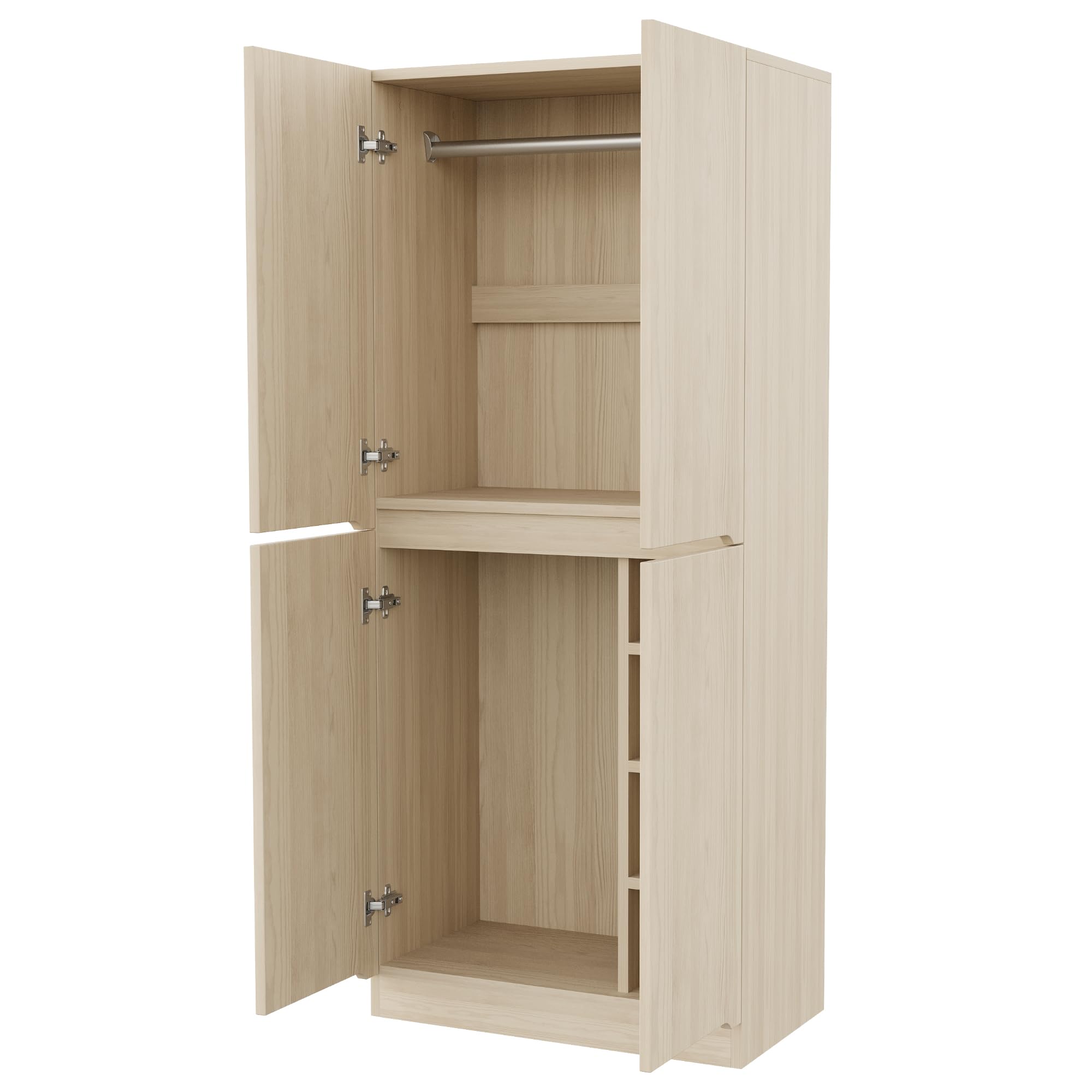 Armario 70 × 40 × 170 cm con diseño de doble puerta, amplio espacio de almacenamiento para la familia, fácil instalación, construcción estable, armario de dormitorio (color madera A)