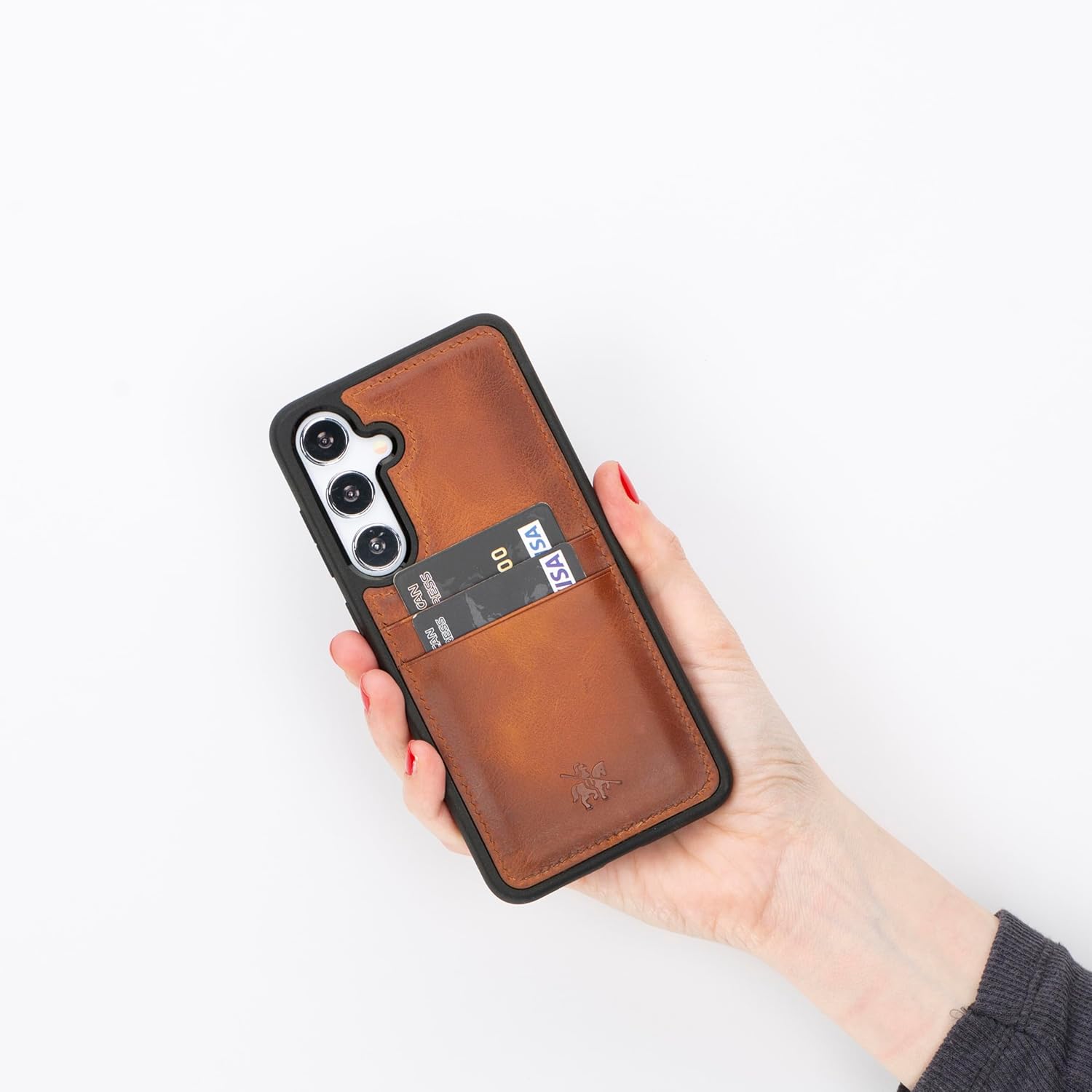 Venito Capri for Samsung Galaxy S25 Plus Case with Card Holder, Luxury Handcrafted Full Grain Premium Leather, Camera Cover, Drop/Impact Protection, RFID Blocking, 6.7” Antique Brown