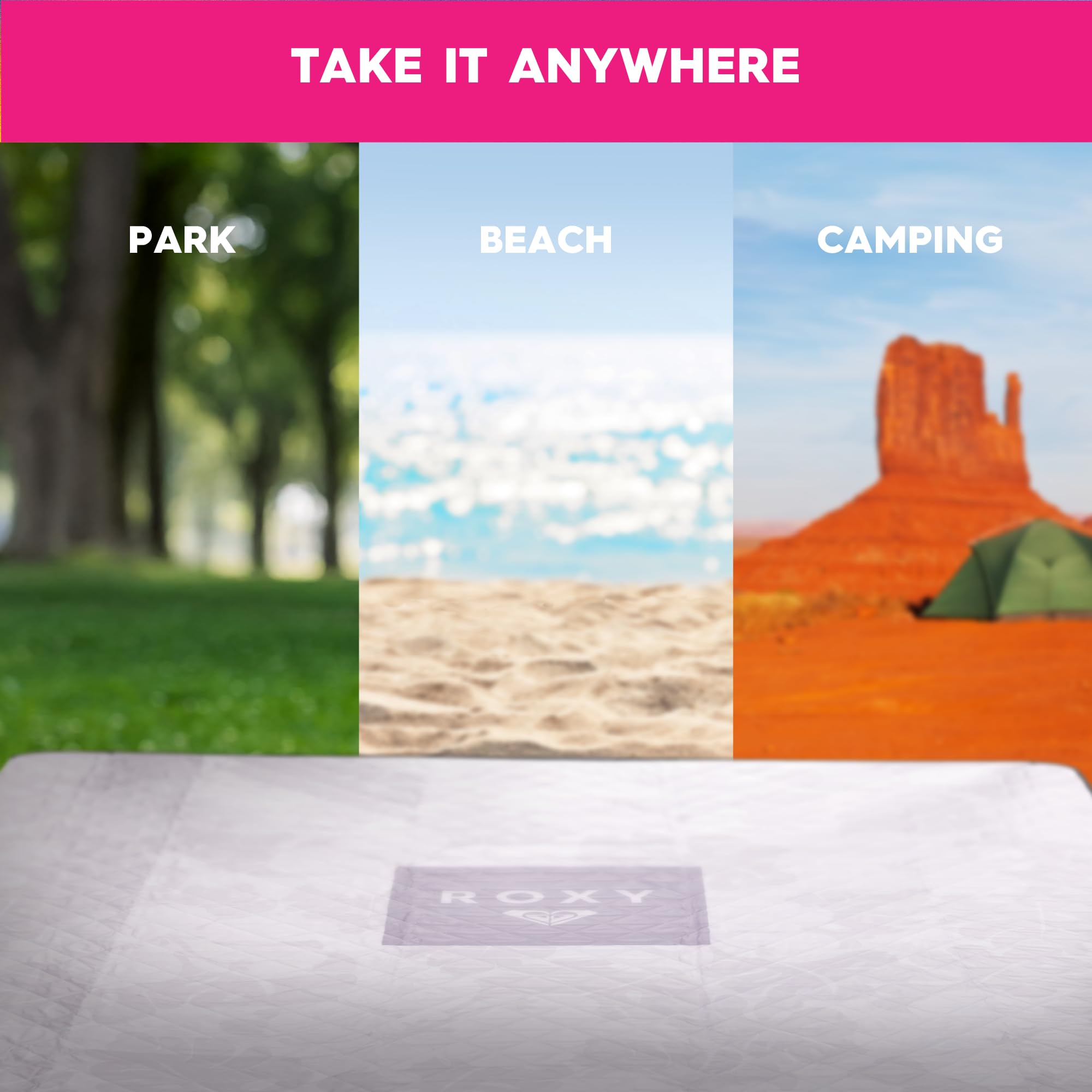 Roxy Tapis de Plage Anti-Sable – Grande Couverture de Pique-Nique imperméable, légère, Pliable pour la Plage, Le Camping, Le Parc ou Les Voyages – Convient pour 4 à 6 Personnes, séchage Rapide,