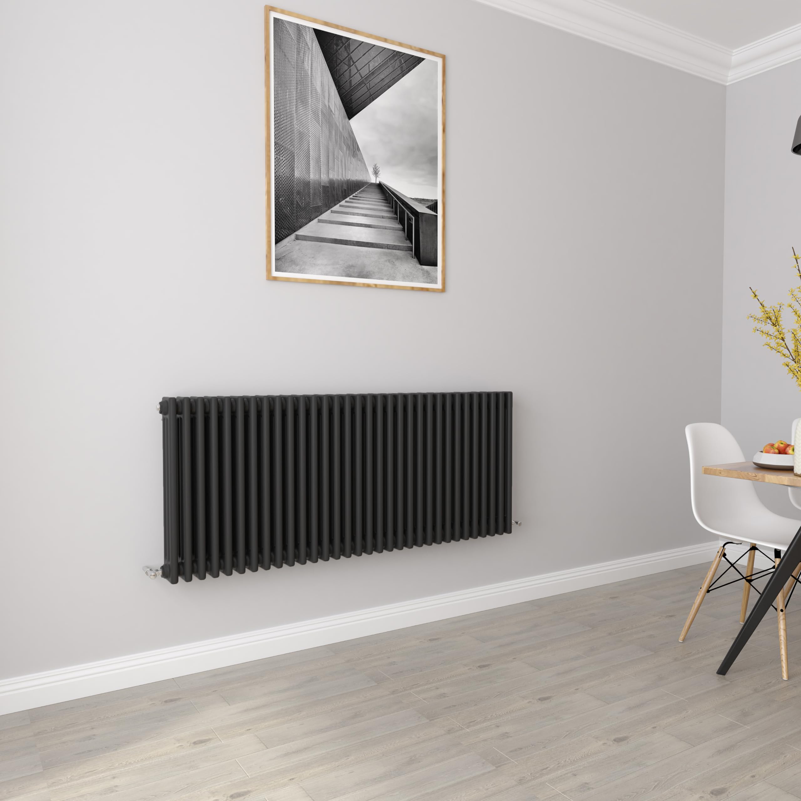 Biubiubath Black 600x1460mm Cast Iron Horizontal Triple Column Traditional Central Heating Radiators