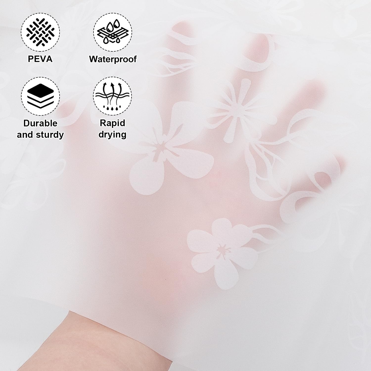 PEVA Shower Curtain, Water Repellent Premium Bathroom Shower Curtain with 3 Magnetic Weights for Shower Stall, Bathtubs image 3