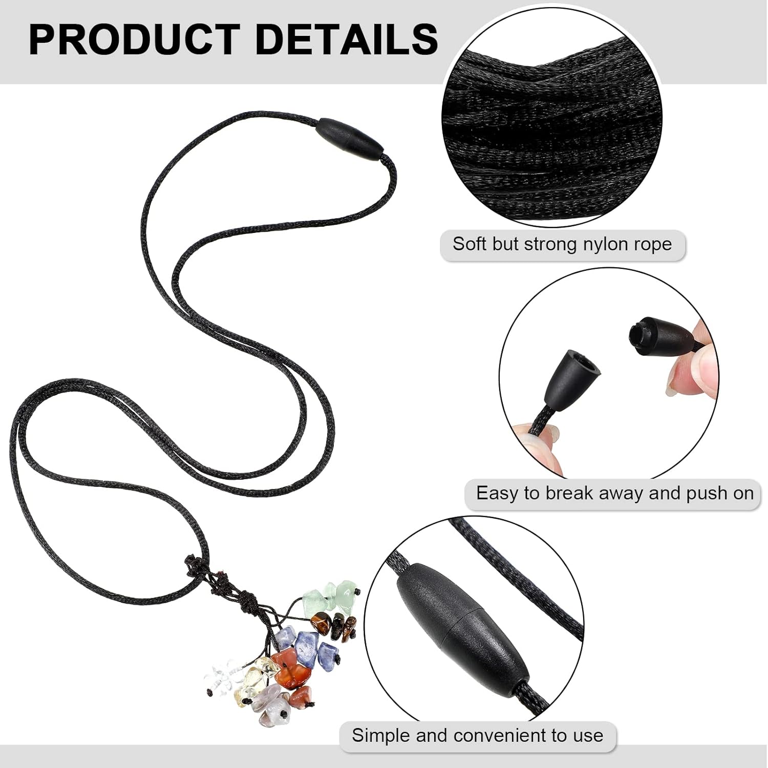 30 Sets Replacement Necklace Cords with Breakaway Clasps DIY Nylon Lanyard Necklace Cord and Plastic Clasp Buckle Breakaway Safety for Pendant(Vivid Colors) - Image 3