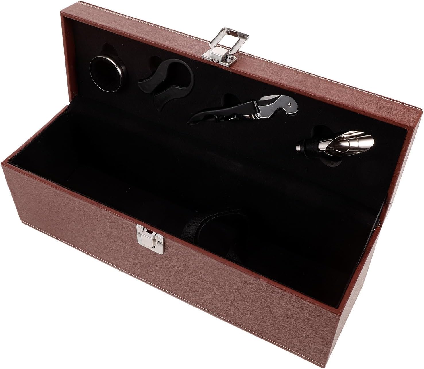 Portable Pu Wine Bottle Storage Case for Single Red Wine or Beer Bottle with Stable Storage and Fashionable Brown Design, for Engagement or Housewarming Gift
