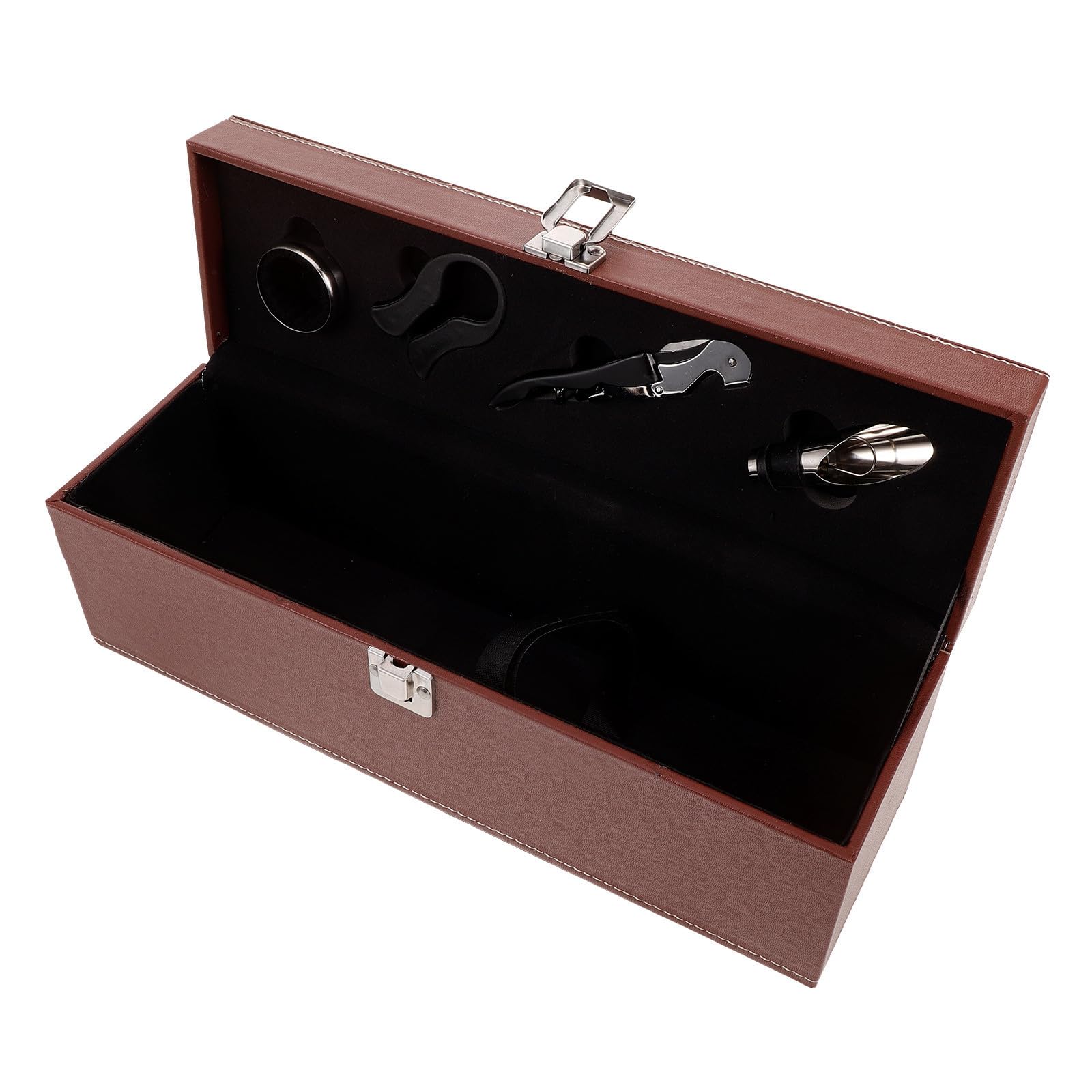 Boîte à vin portable en cuir marron idéale pour le rangement de bouteille aux fêtes de départ