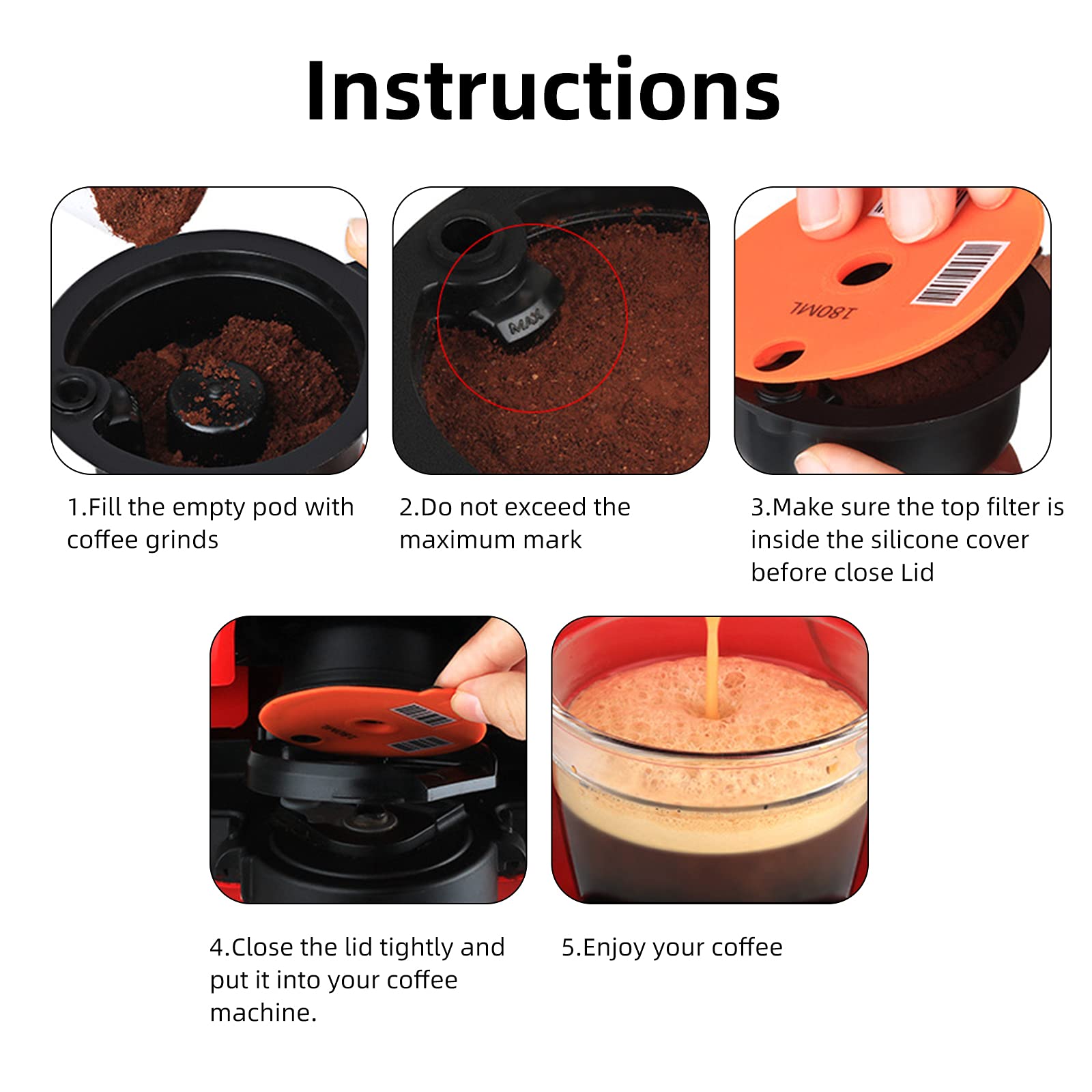 Wiederverwendbare Kaffeekapsel Für Tassimo - Edelstahl Filter Mit Silikondeckel