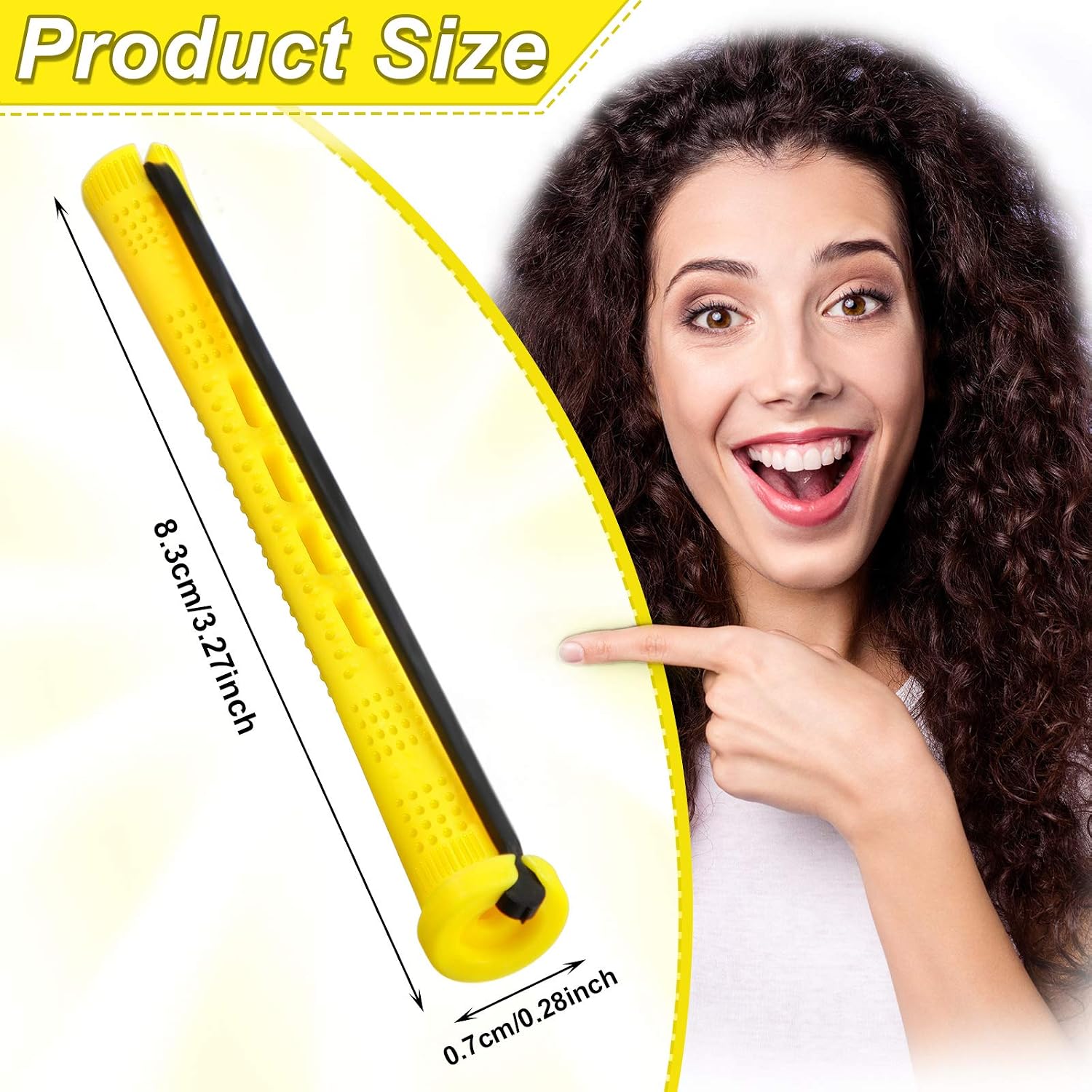 WILLBOND 80 Pieces Hair Perm Rods Set Cold Wave Rods Hair Rollers Plastic Perming Curlers for Hairdressing Styling(0.28 Inch,Yellow)