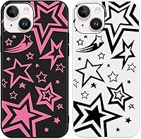 Vista 90 de Paquete de 2 Fundas Lindas y Geniales de Estrellas Negras para iPhone 7/8 / SE 2020 / SE 2022 de 4.7 Pulgadas, Funda Estética, Antiarañazos