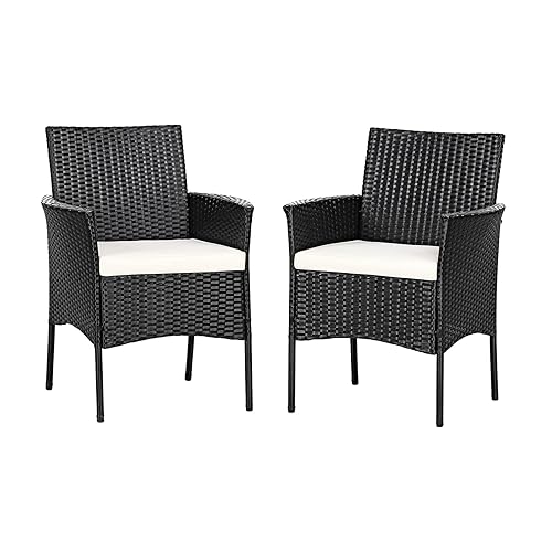 Patio Chairs Set of 2, All Weather Rattan Wicker Dining