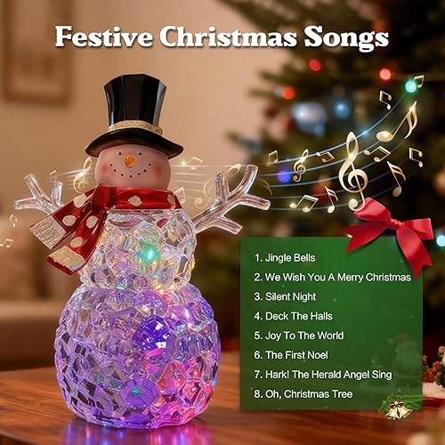 Miniatura 5 de Adornos de muñeco de nieve de Navidad, globos de nieve de Navidad, muñecos de nieve con música LED, decoración de muñeco de nieve de 9 pulgadas para