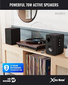 MAJORITY D70X Active Bluetooth Bookshelf Speakers | Powered Stereo Speakers