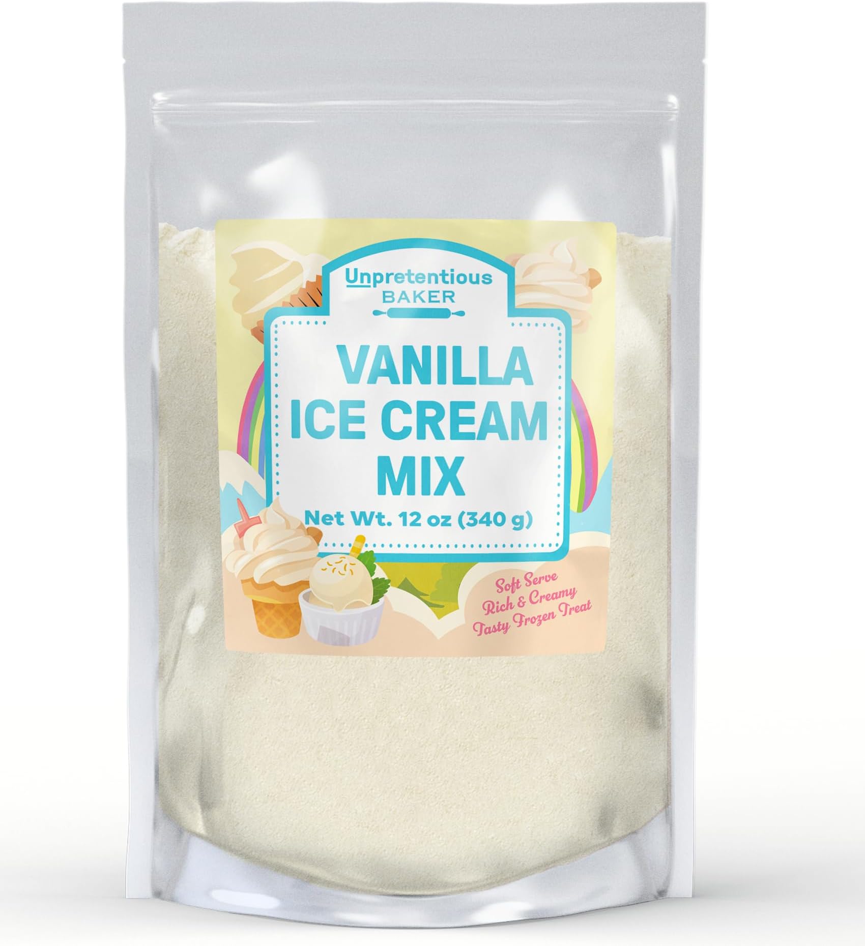 Unpretentious Vanilla Soft Serve Ice Cream Mix Baker, 12oz, Rich & Creamy, Homemade Ice Cream, Single Serving