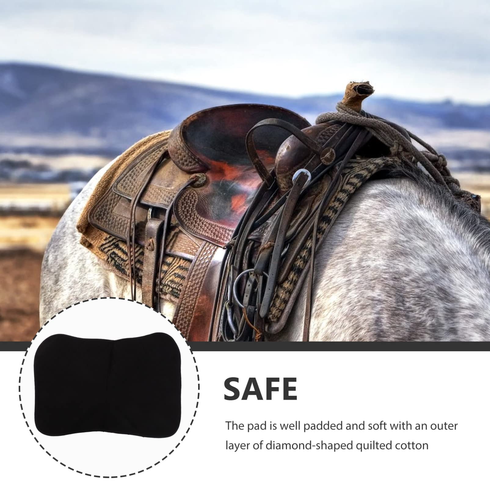 VANZACK Funda de Asiento para Caballo Antideslizante, Acolchada, Cómoda para Montar, de Eva, Algodón y Poliéster, Negra, para Silla de Montar