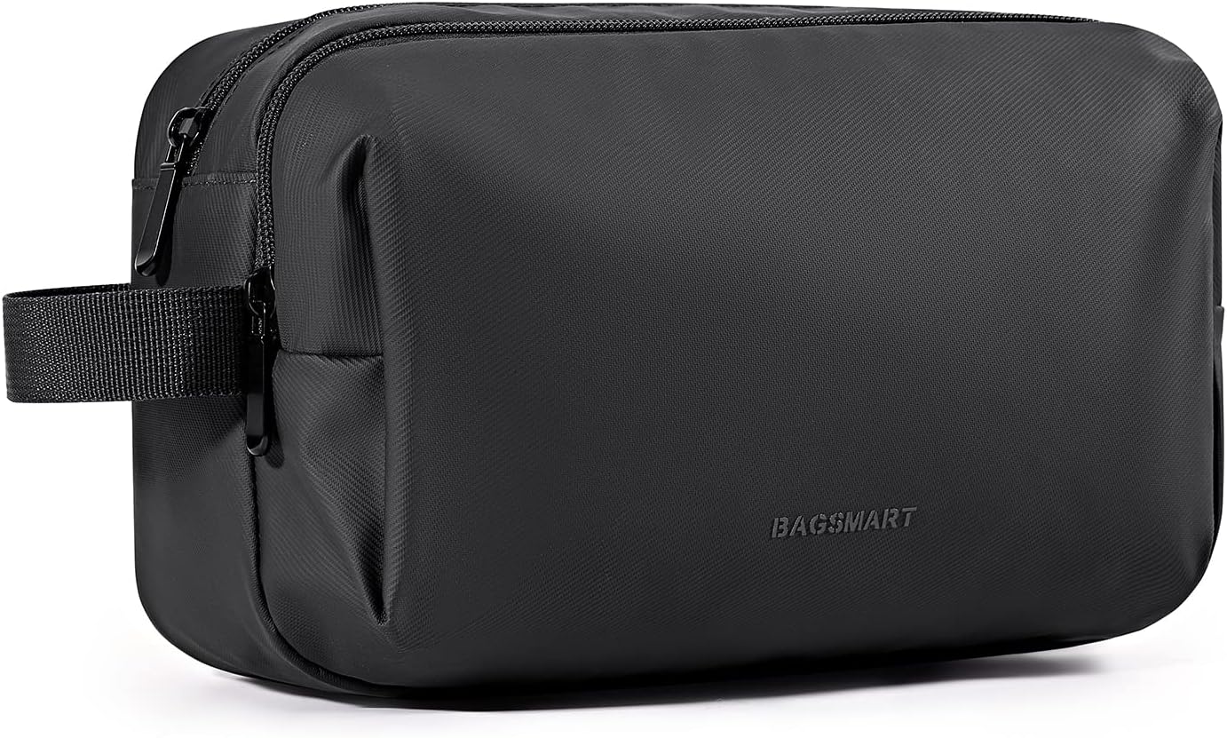 Toiletry Bag for Men, Travel Toiletry Organizer Dopp Kit Water-resistant Shaving Bag for Toiletries Accessories, Door Room Essentials,Black-basic