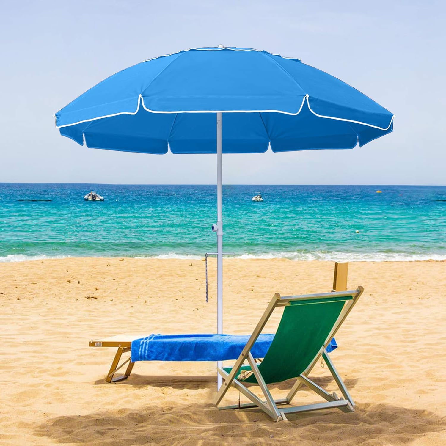 MASTERCANOPY 7FT Beach Umbrella with Sand Anchor 8 Ribs