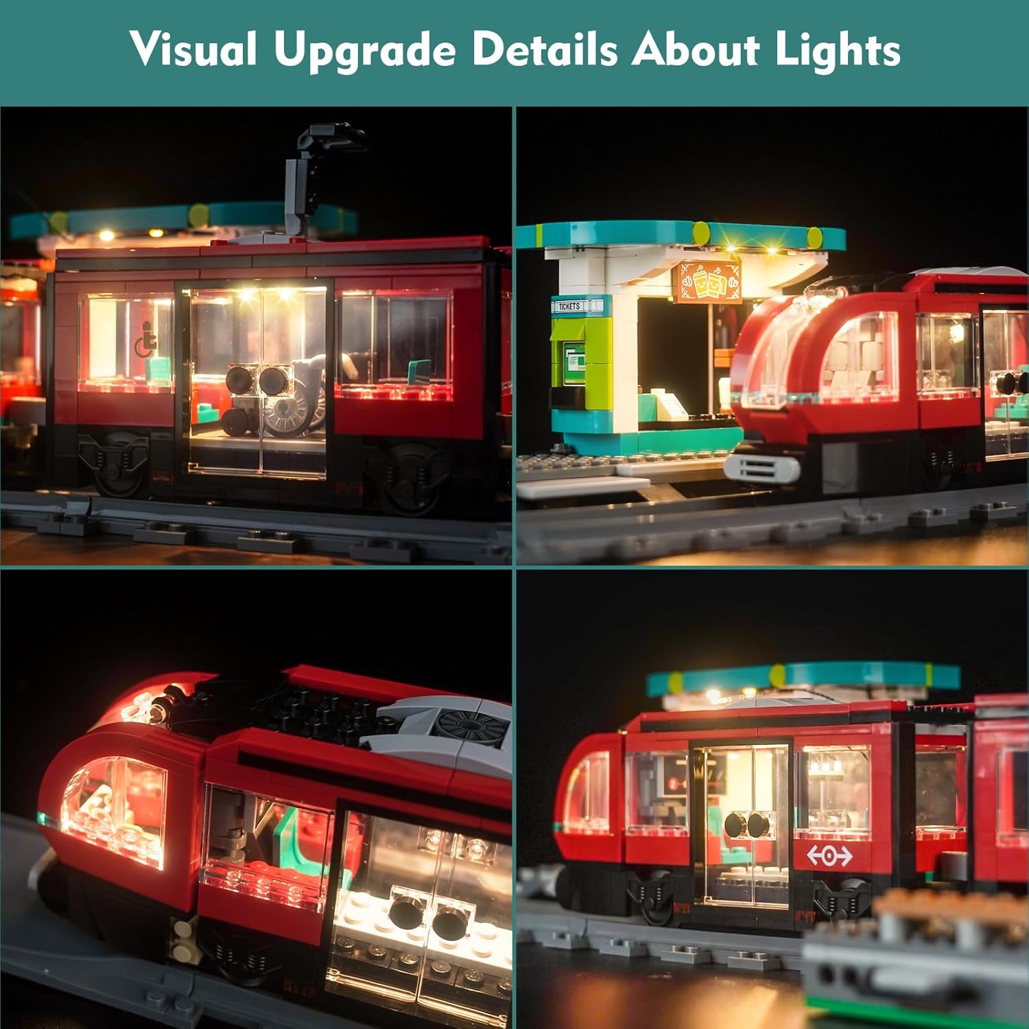 LocoLee LED Light Kit Compatible with Lego 60423 Downtown Streetcar and Station (No Models Only Light) Creative Lighting Set Accessories Compatible with Lego 60423 Set