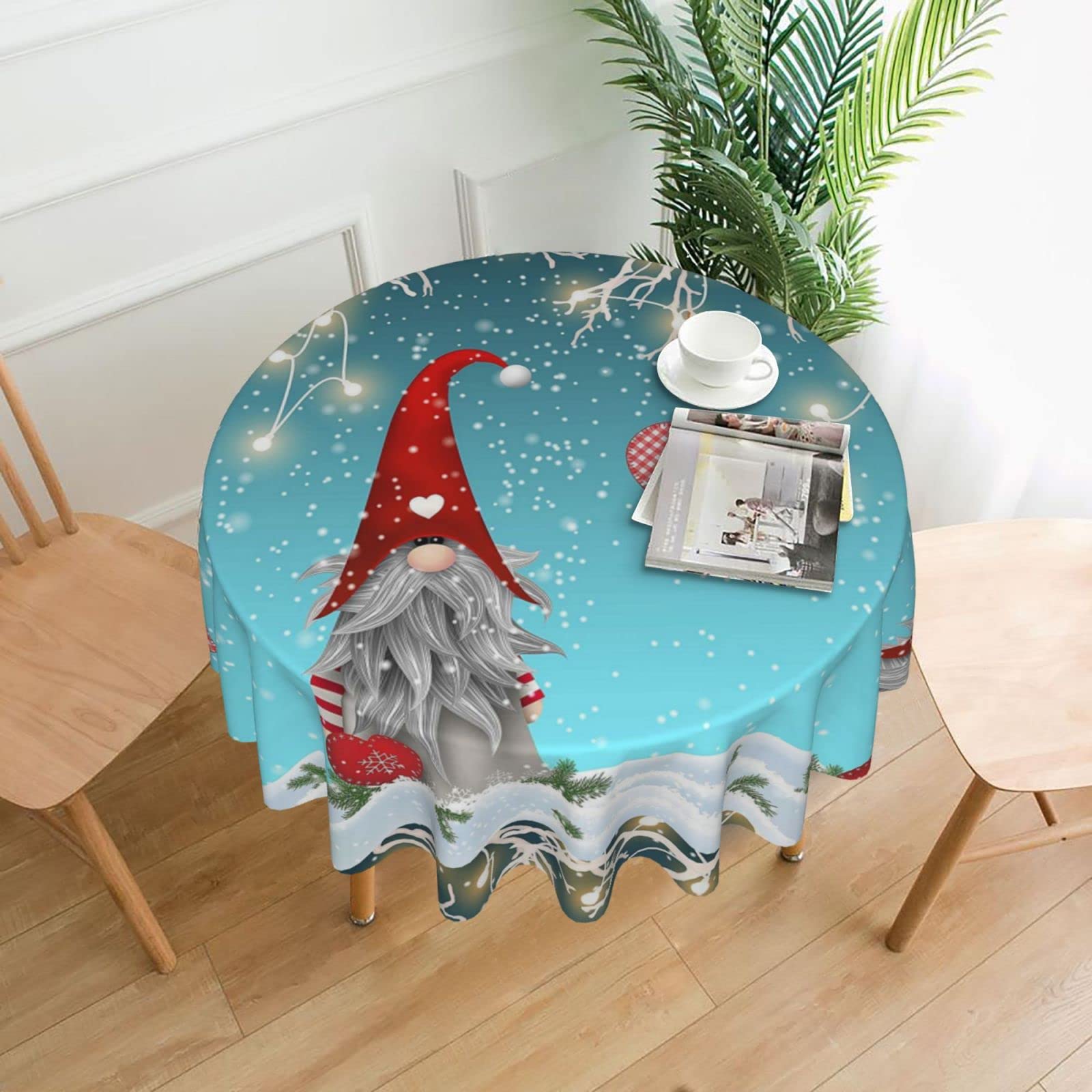 Nappe ronde de Noël en polyester lavable haute résistance de 152 cm