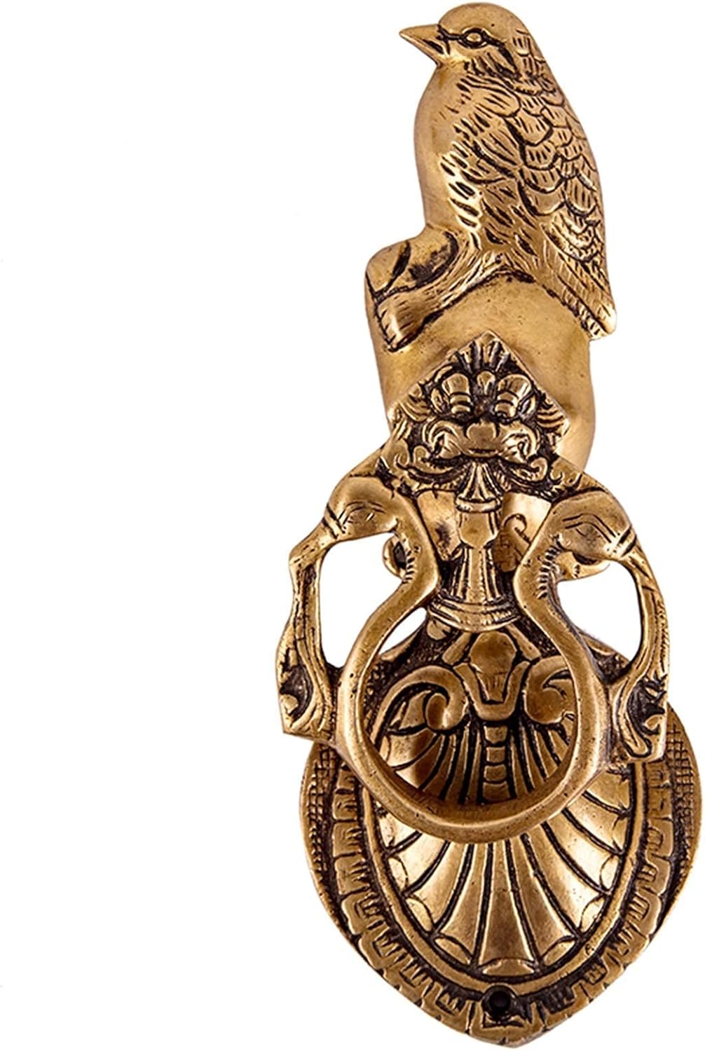 Deluxe Wall Decor Renovator's Supply Vintage Front Door Knocker Cute Robin Gate Knockers Solid Brass Bird Rings for Wooden House Garden Fence Farmhouse Decor Handcrafted Made Home Decor (9CM × 23.5C